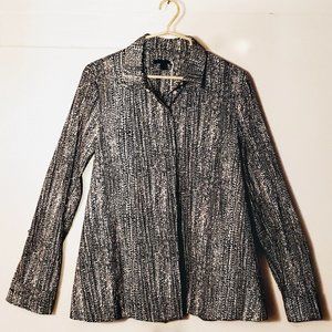 COS Lg Sleev, B.Down (hidden) B&W Swing Shirt Sz 6